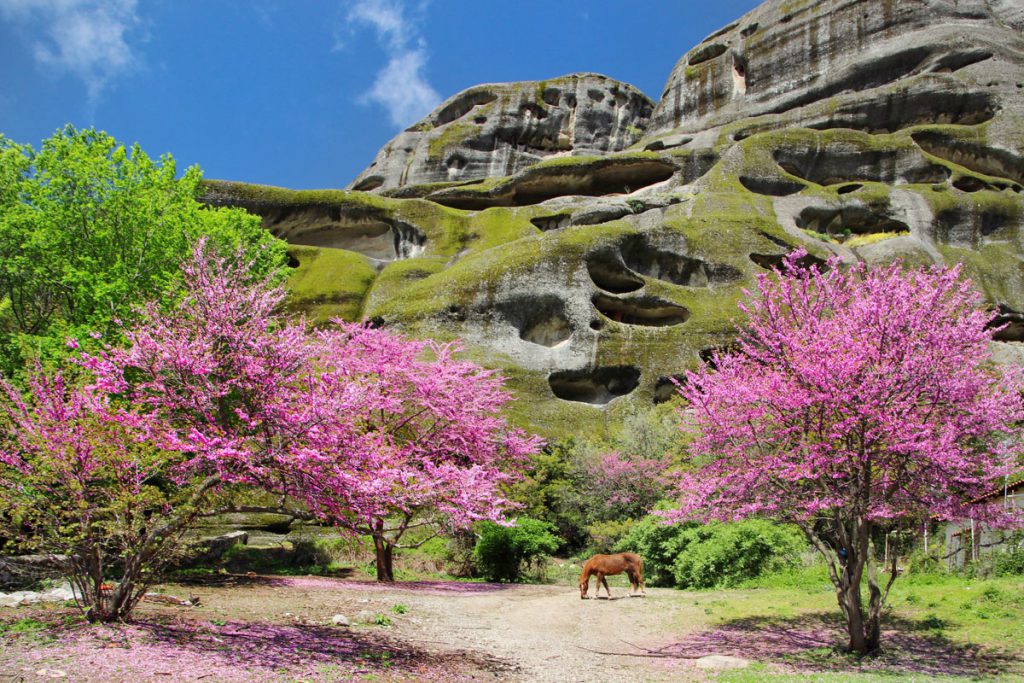 Meteora kloosters, werelderfgoed in Griekenland. Voorjaar in Meteora