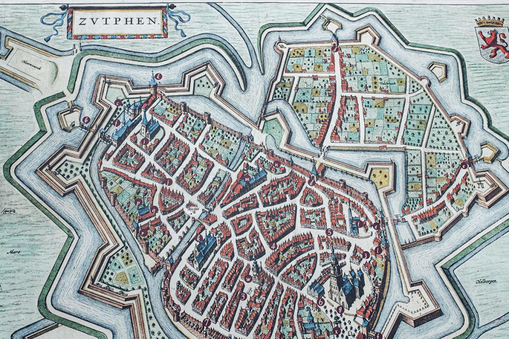 Historische stadskaart / plattegrond Zutphen - 23 tips en bezienswaardigheden in Zutphen - Reislegende.nl