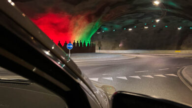 Tunnels met rotonde op de Faeroer eilanden Reislegende