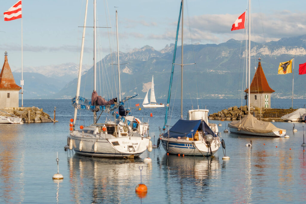 Haven van Morges Meer van Geneve Vaud Zwitserland Reislegende